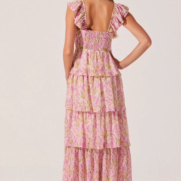 Midsummer Floral Tiered Maxi Dress - Pink Floral - Picture 4 of 6